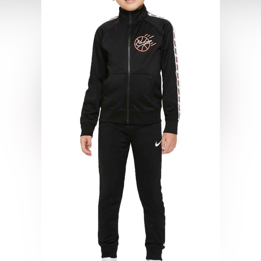 Nike Jogger Sweat Suit 2 Pc Outfit 3T Black Orange Accent Basketball Logo NWT